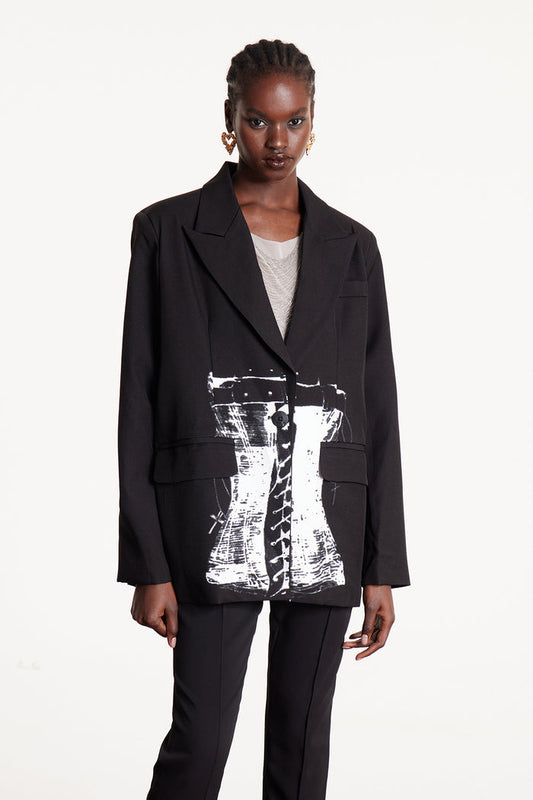 Eleazar Print Oversized Blazer