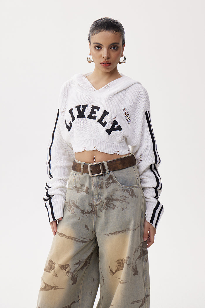 Eleni Stripe Crop Knit Top