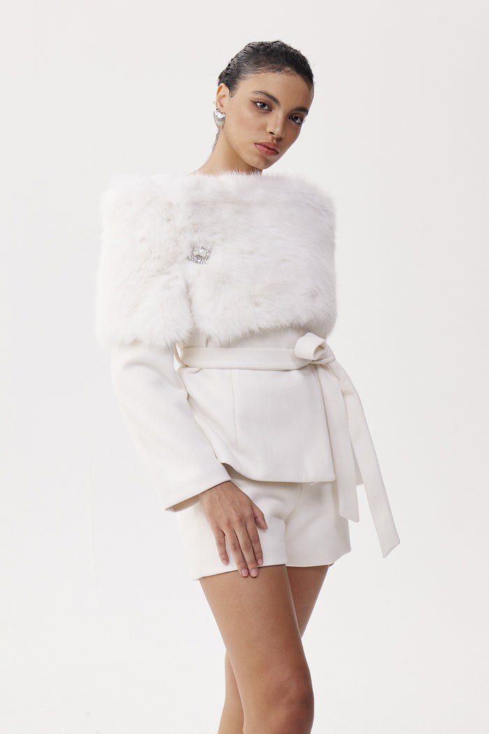 Elenora Faux Fur Pants Set