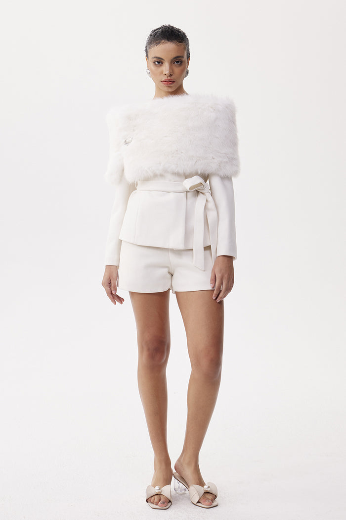 Elenora Faux Fur Pants Set