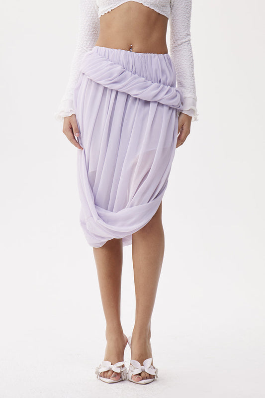 Eleuterio Asymmetric Draped Midi Skirt
