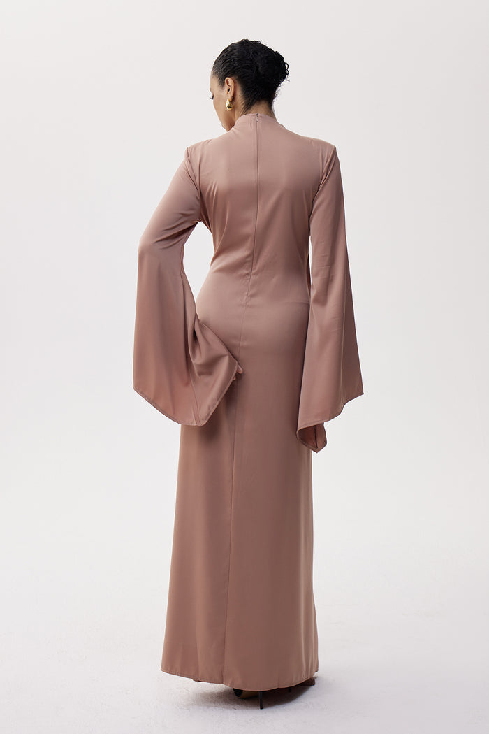 Eleutherios Tie Up Satin Maxi Dress