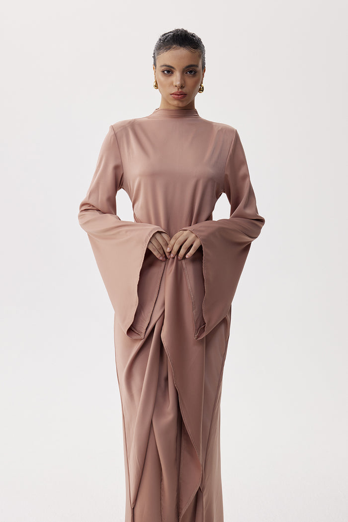 Eleutherios Tie Up Satin Maxi Dress