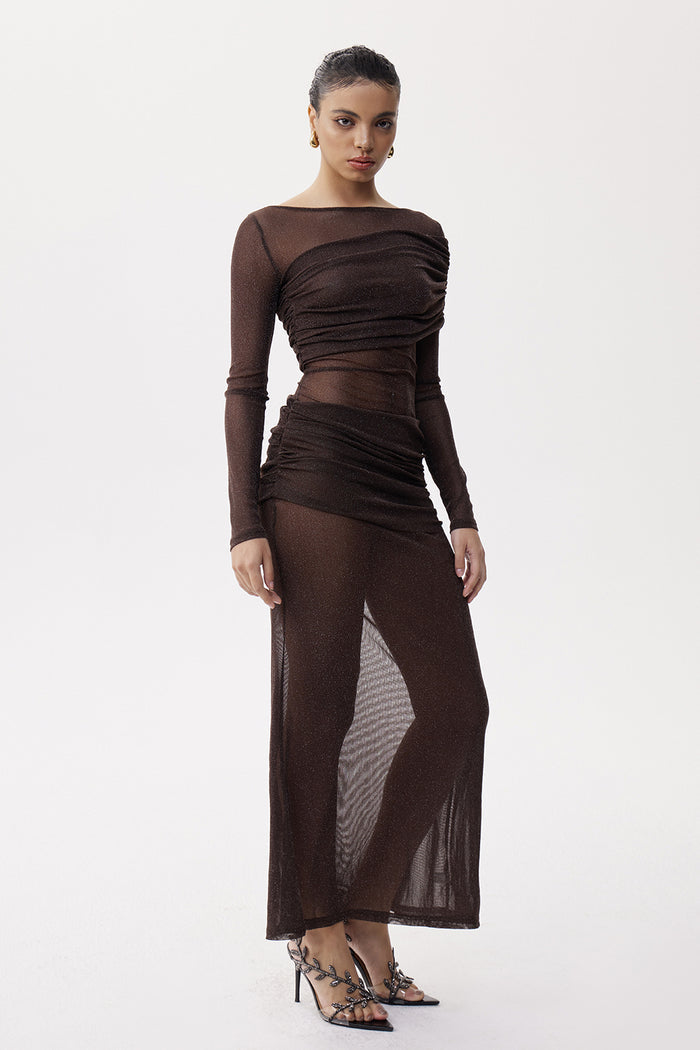 Elide Asymmetric Ruch Maxi Dress