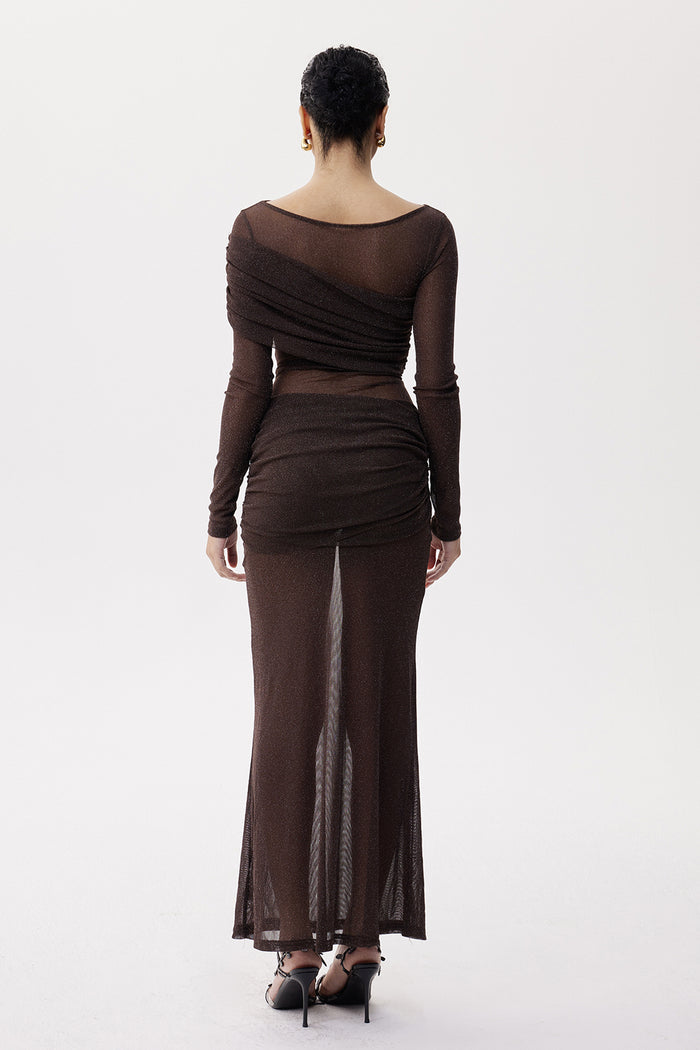 Elide Asymmetric Ruch Maxi Dress