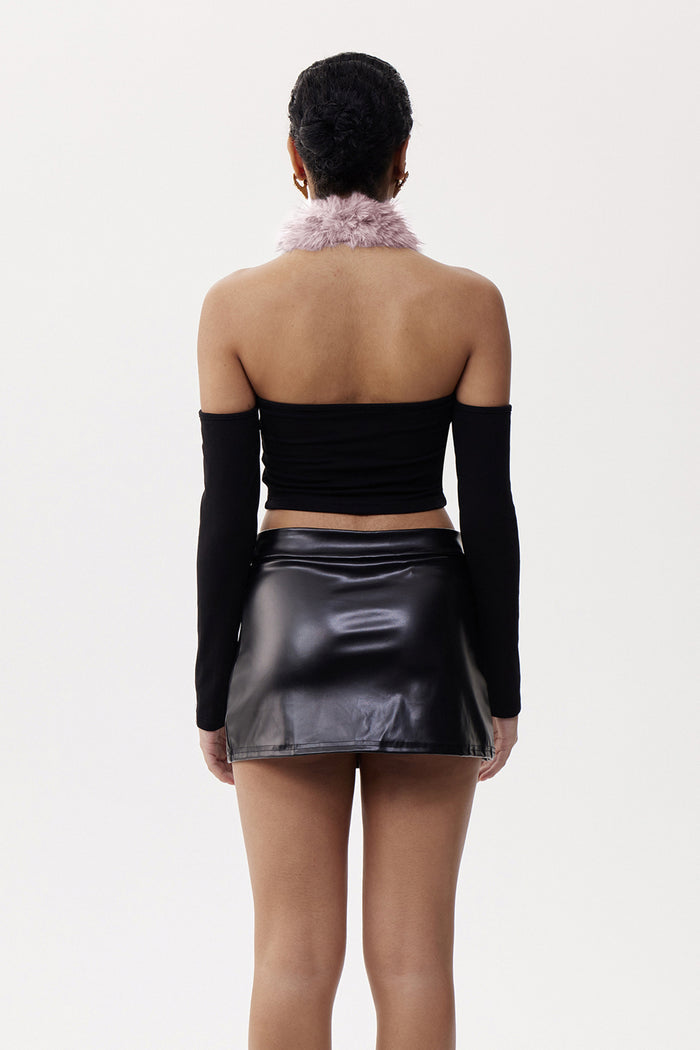 Elihu Faux Fur Cutout Top In Pink