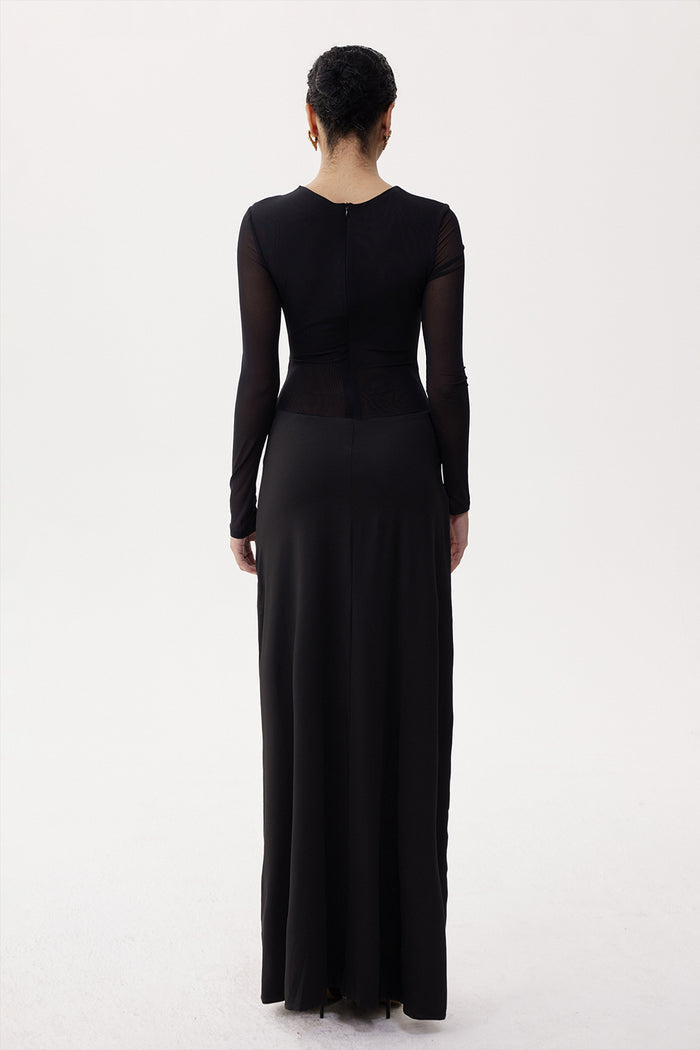 Elija Cutout Split Mesh Maxi Dress
