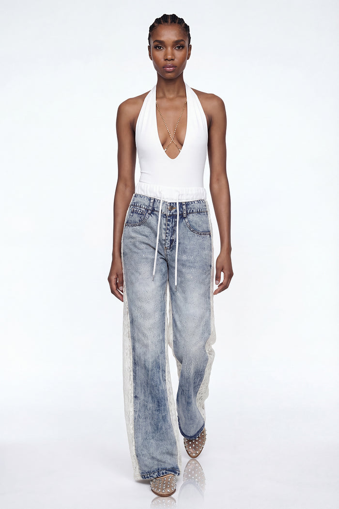 Elioud Rhinestone Print Pants