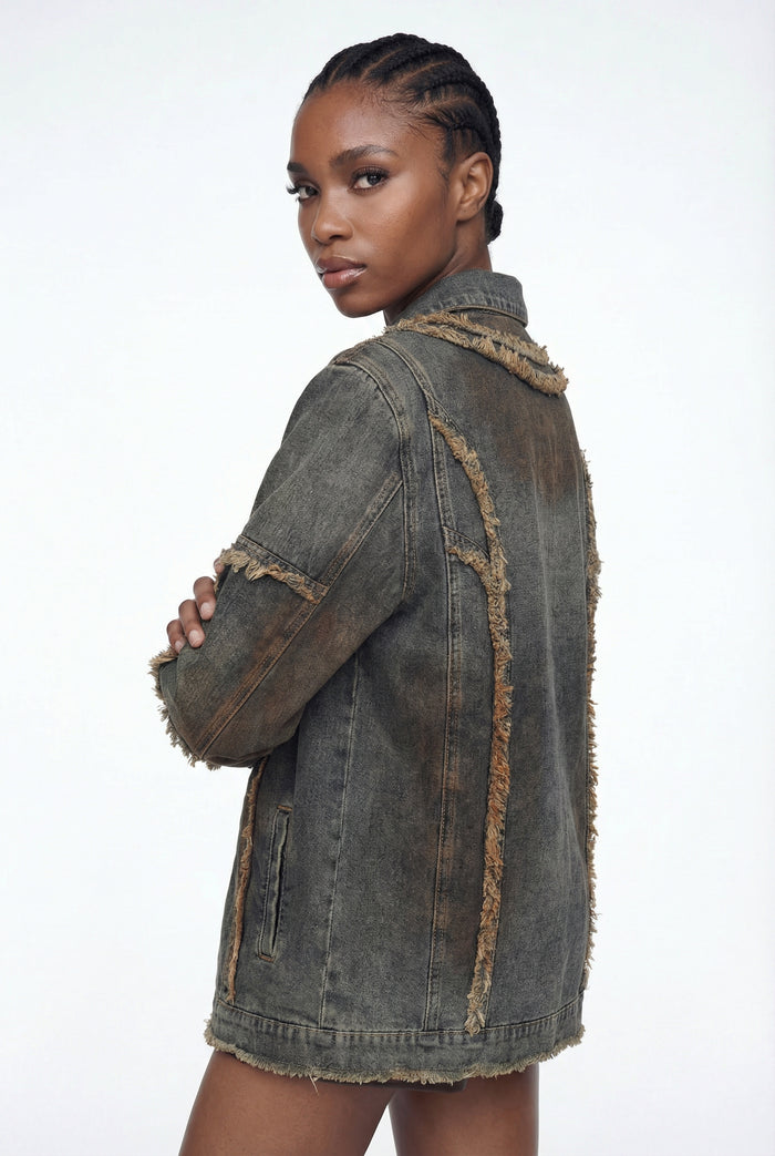 Elise Fringe Deconstruct Denim Jacket