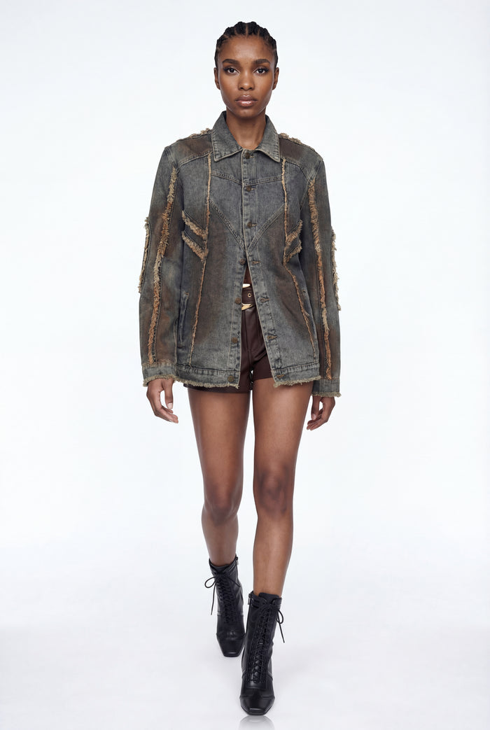 Elise Fringe Deconstruct Denim Jacket