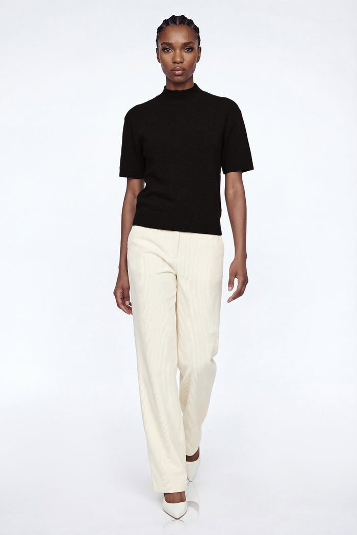 Elisha High Neck Knit T Shirt In Black