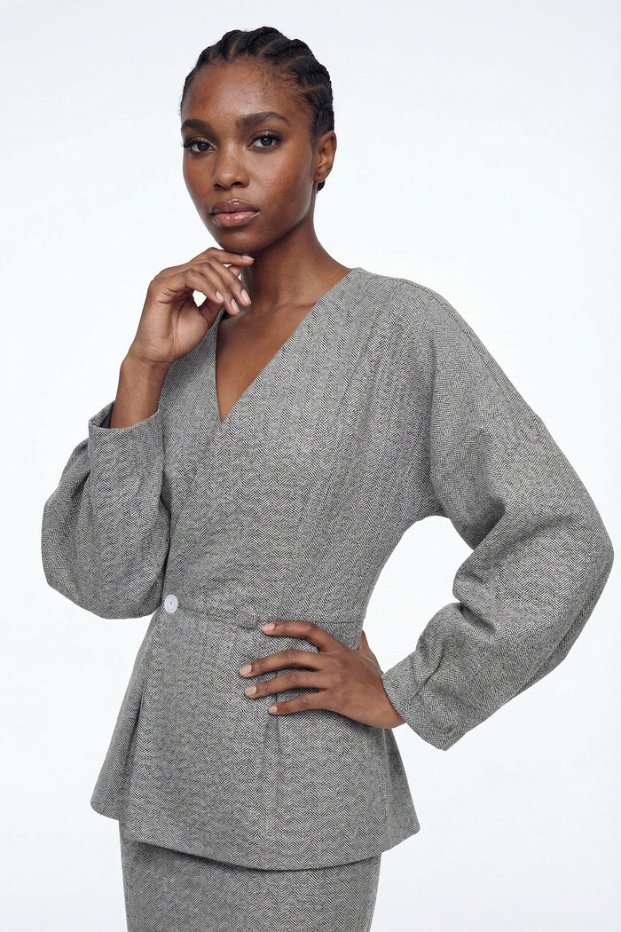 Elishua Balloon Sleeve Skirt Set