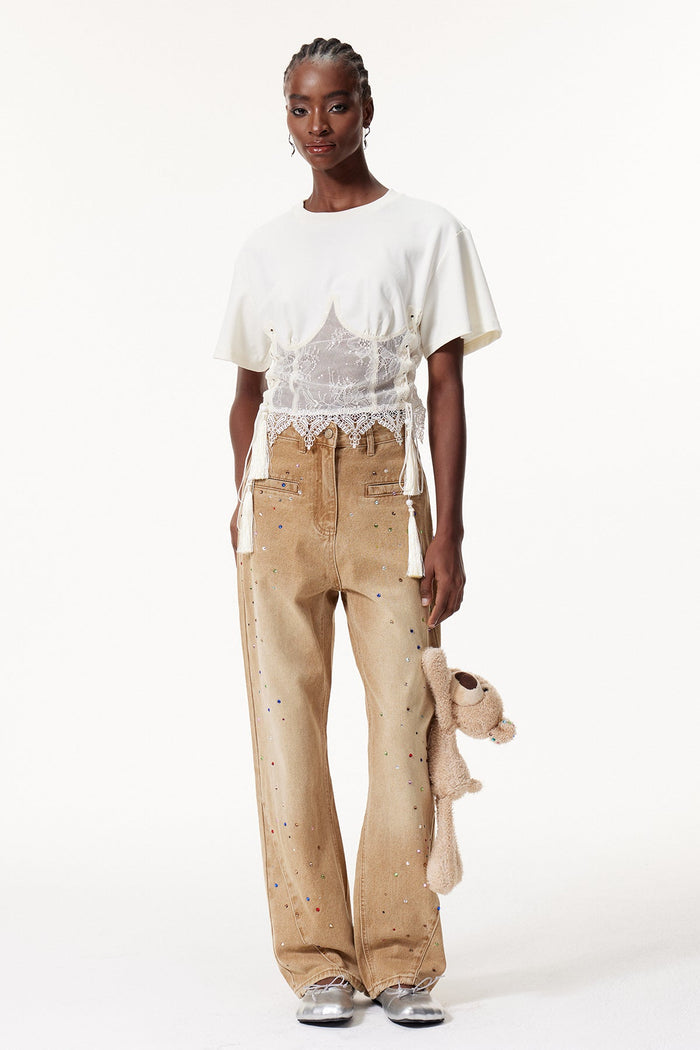 Elliot Rhinestone Deconstruct Jeans