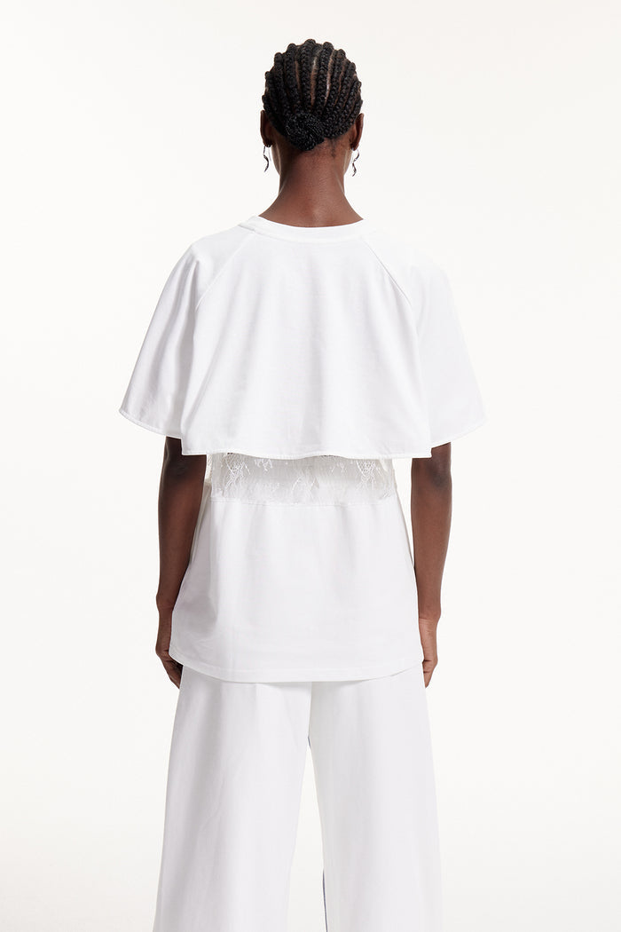 Elliott Lace Cutout T Shirt In White