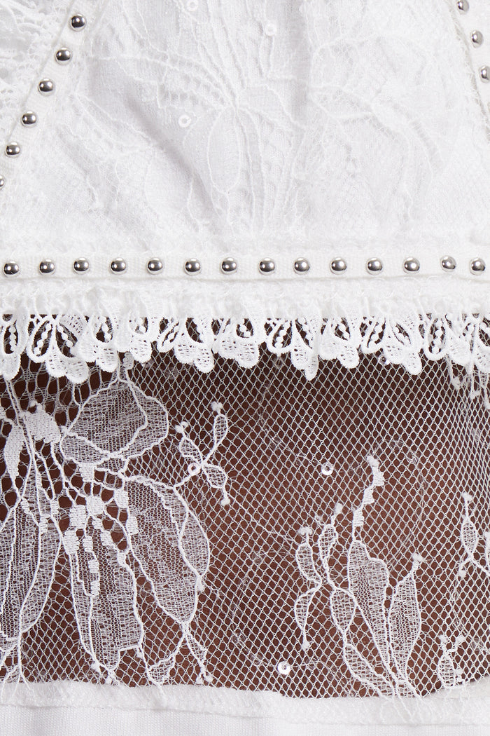Elliott Lace Cutout T Shirt In White