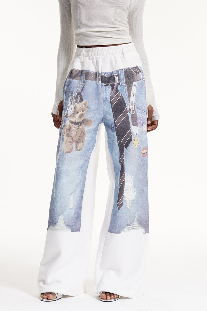 Elly Print Pants In White