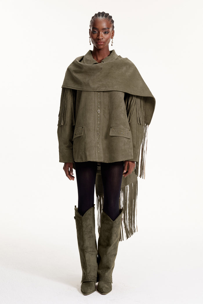 Elmer Suede Scarf Fringe Jacket