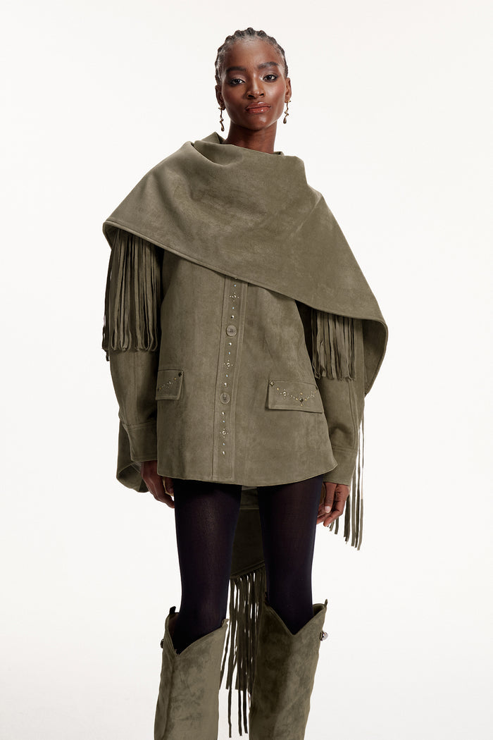 Elmer Suede Scarf Fringe Jacket