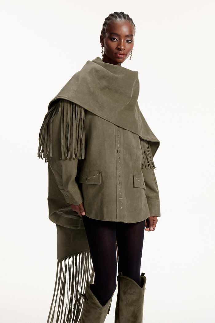 Elmer Suede Scarf Fringe Jacket