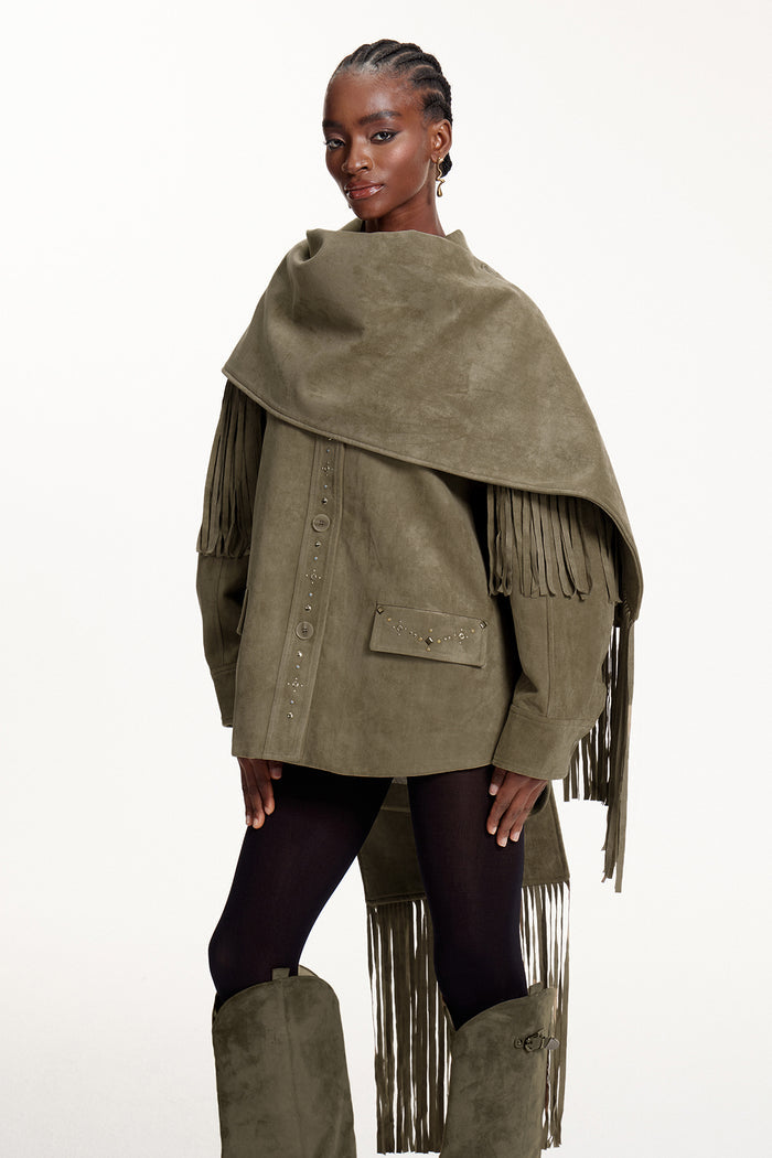Elmer Suede Scarf Fringe Jacket