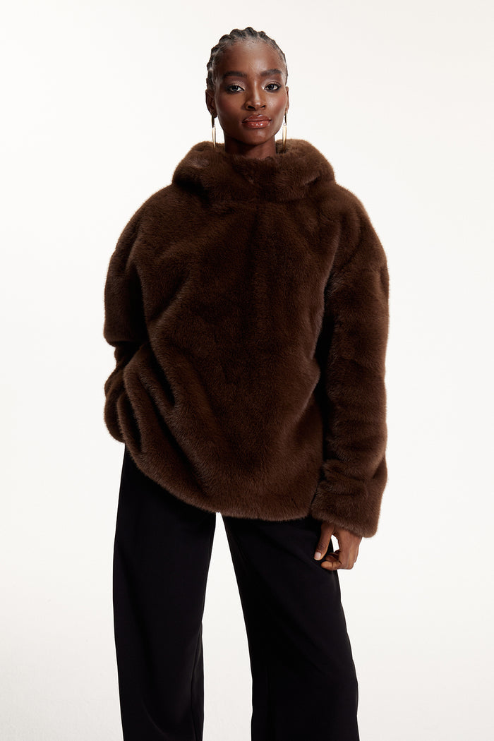 Elmira Hooded Faux Fur Top