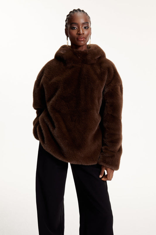Elmira Hooded Faux Fur Top