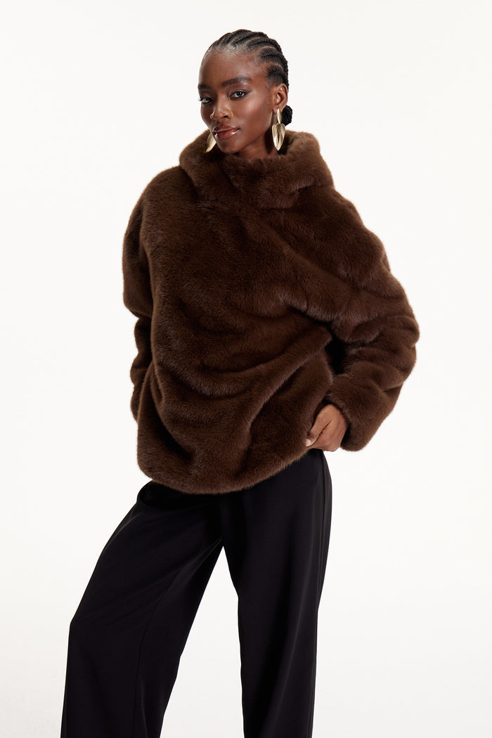 Elmira Hooded Faux Fur Top