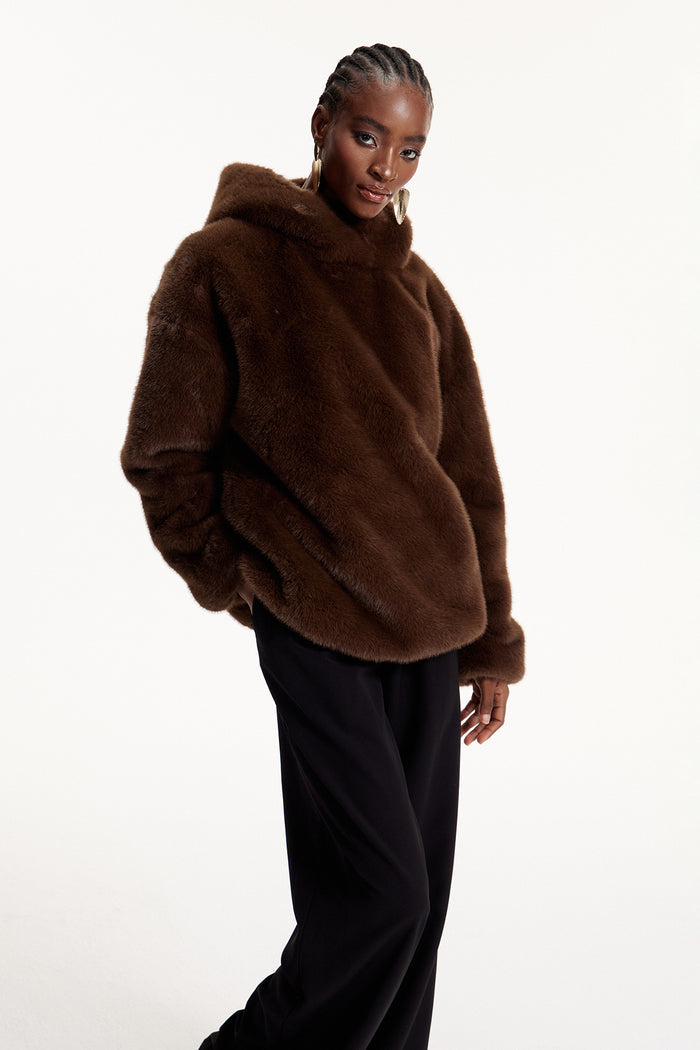 Elmira Hooded Faux Fur Top
