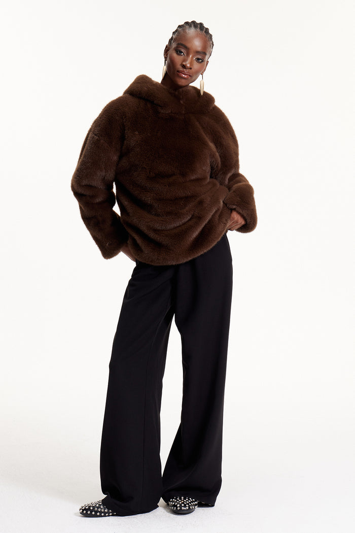Elmira Hooded Faux Fur Top