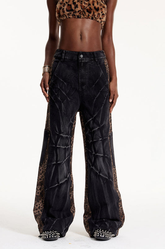 Elnathan Deconstruct Leopard Barrel Jeans
