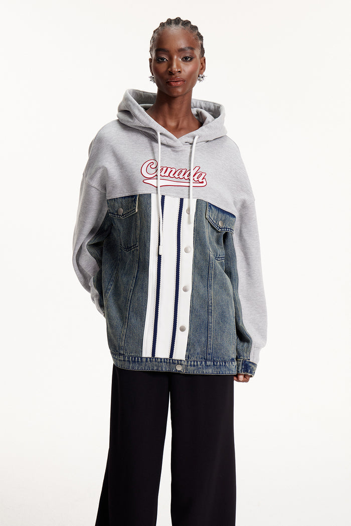 Elnora Deconstruct Stripe Hooded Top