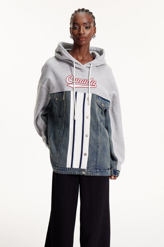 Elnora Deconstruct Stripe Hooded Top