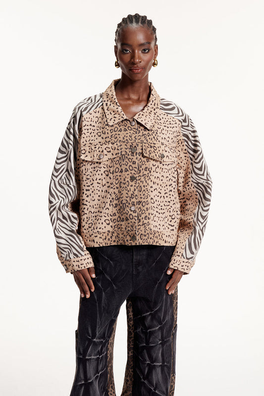 Elnur Leopard Zebra Print Deconstruct Jacket