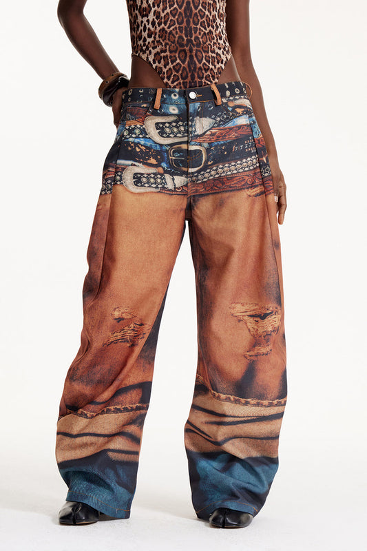 Elodia Belt Print Jeans