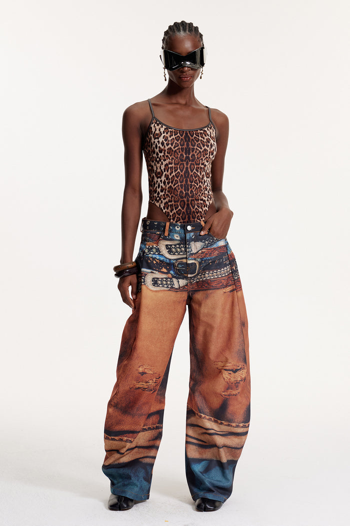 Elodia Belt Print Jeans