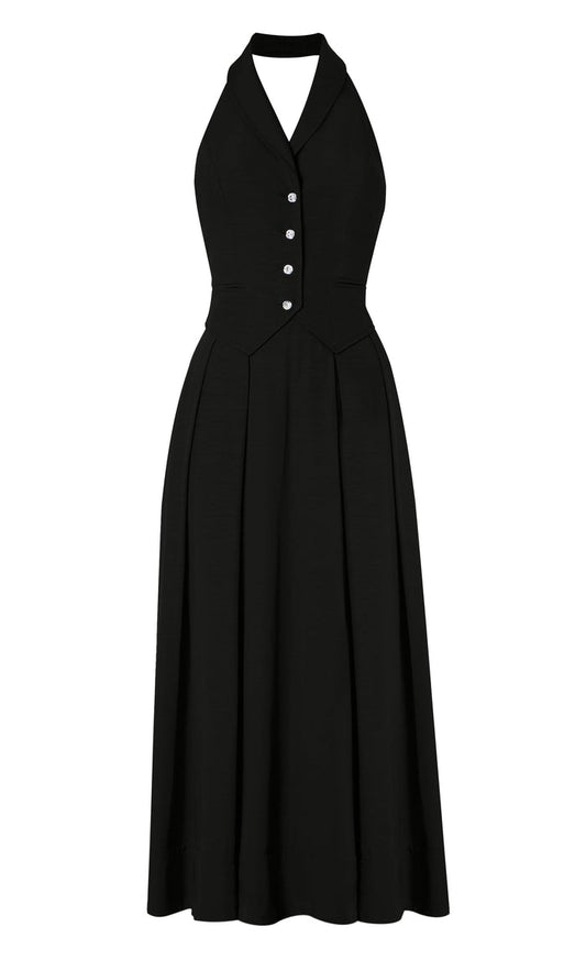 Elodie Halter Dress - Black