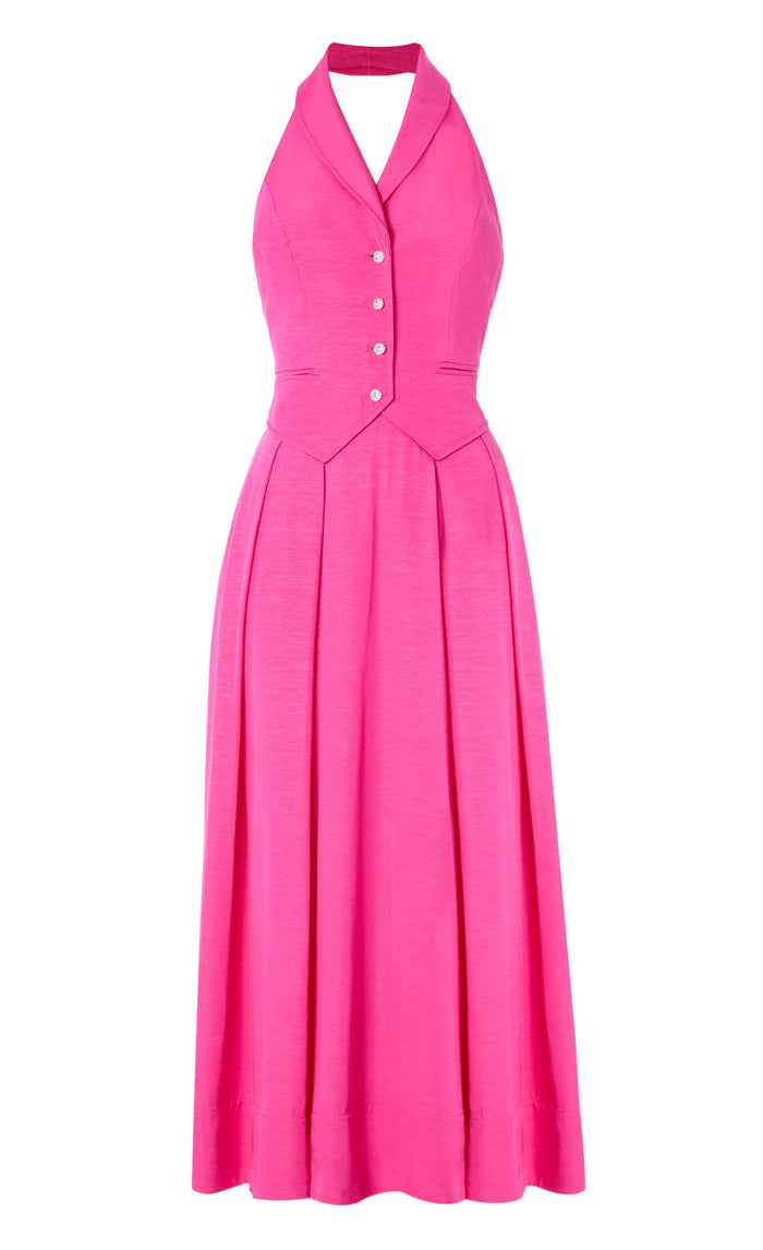 Elodie Halter Dress - Fuchsia Pink