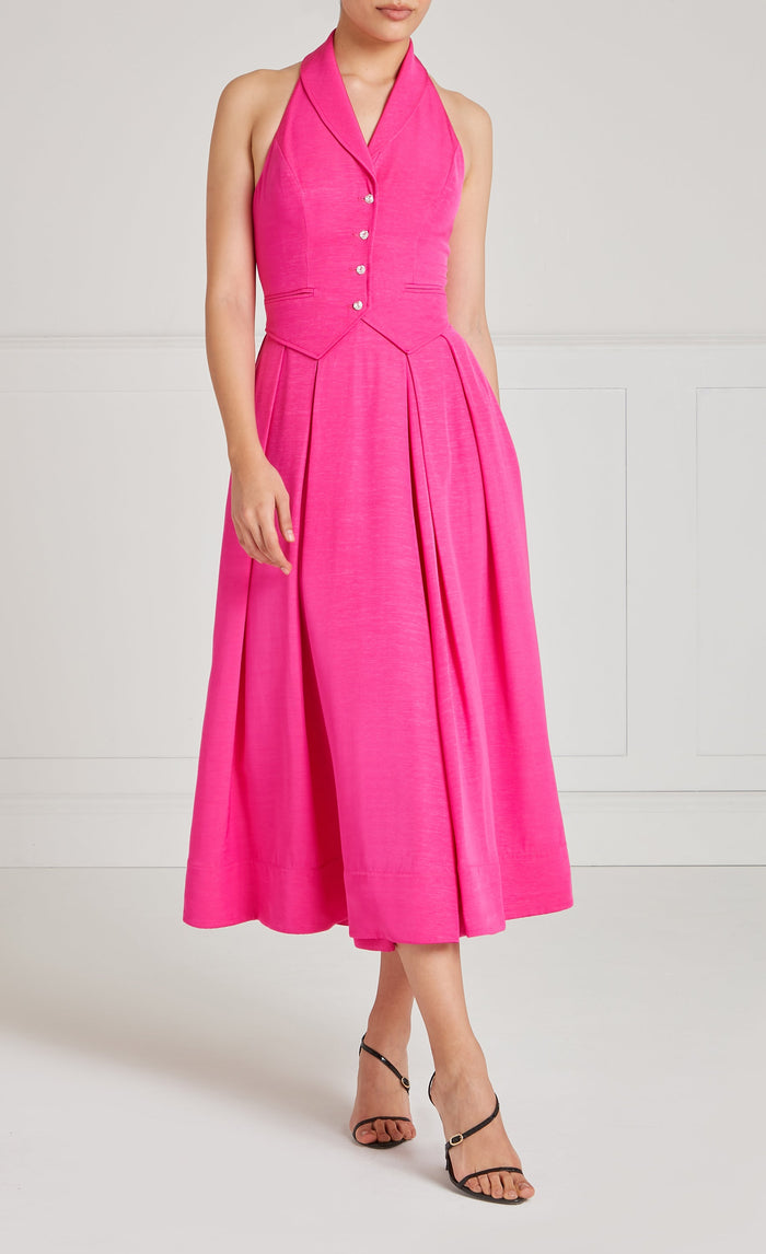 Elodie Halter Dress - Fuchsia Pink