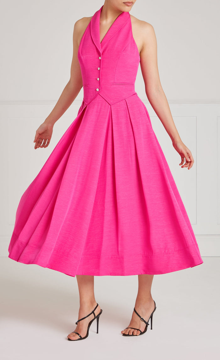 Elodie Halter Dress - Fuchsia Pink