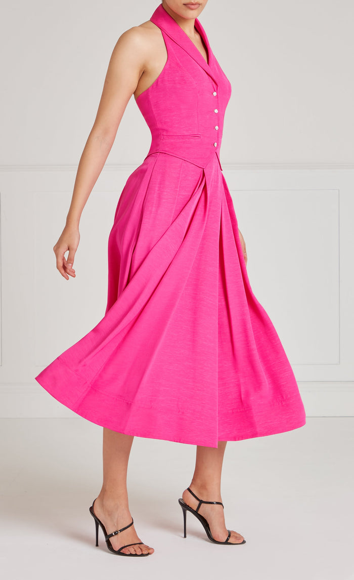 Elodie Halter Dress - Fuchsia Pink