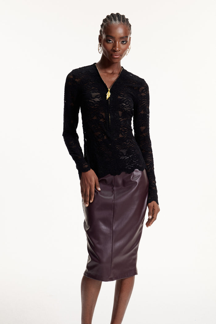 Elton Lace Zipper Top
