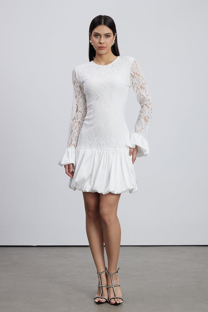 Emanoil Lace Bubble Mini Dress