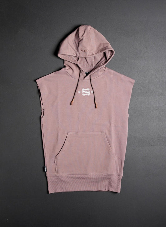 EMB SLEEVELESS HOODIE - EARTH