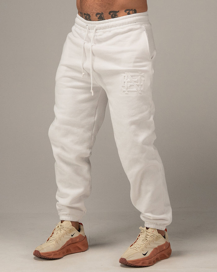 EMBOSSED CHAMP JOGGERS-WHITE