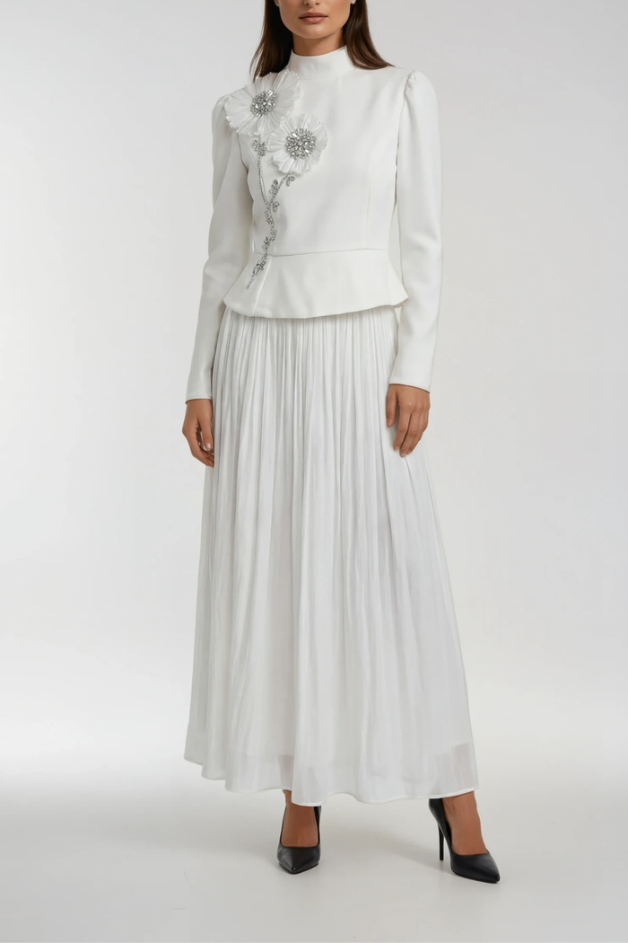 Emmett Crystal Flower Skirt Set