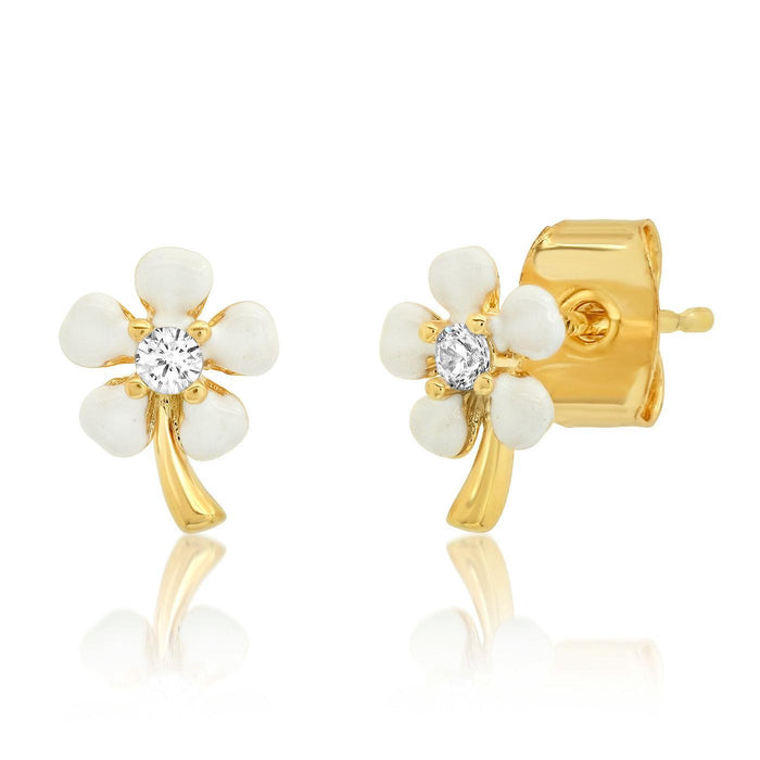 Enamel Flower Studs | White