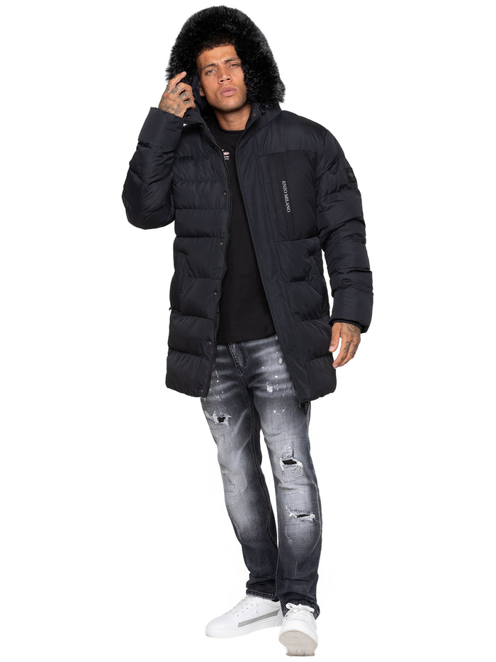Enzo Milano | Mens Faux Fur Lined Hood Long Jacket