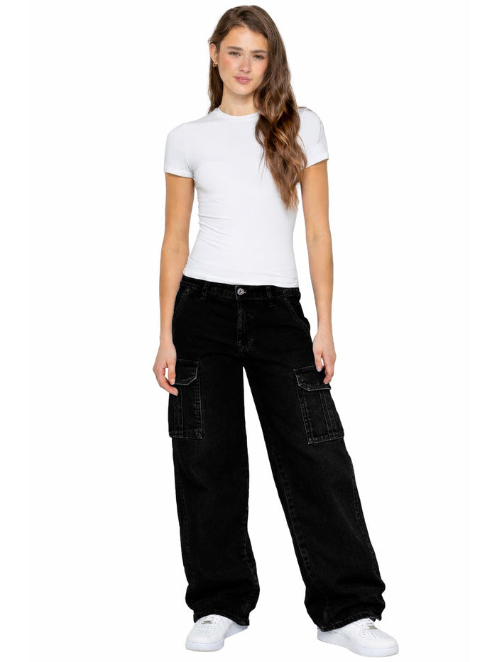 Enzo | Womens Baggy Cargo Jeans