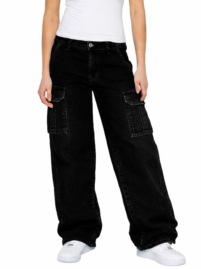Enzo | Womens Baggy Cargo Jeans