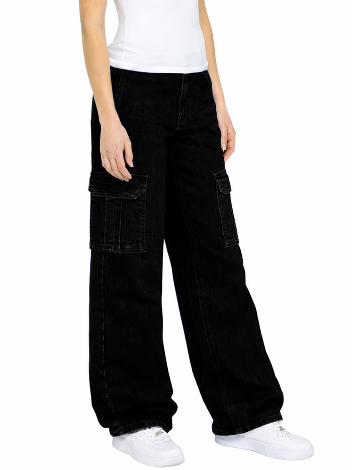 Enzo | Womens Baggy Cargo Jeans